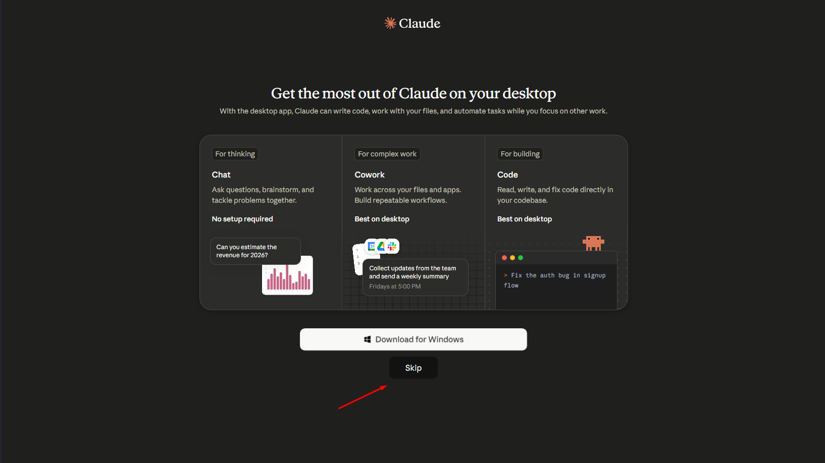 Claude предлагает скачать приложение для Windows